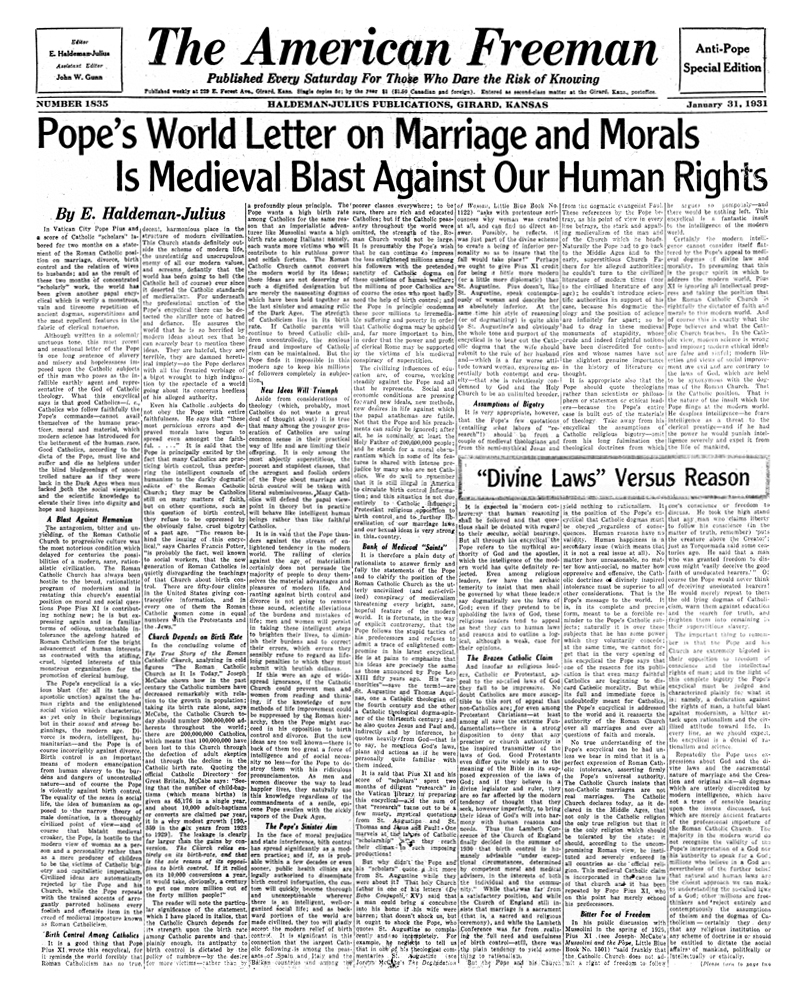 The American Freeman, Number 1835, Jan. 31, 1931